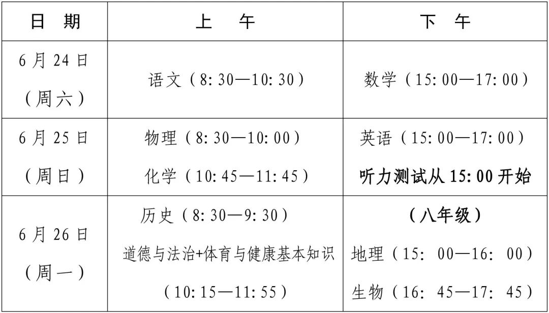 博鱼中国官方入口2023年中考考试时间及科目安排出炉(图1)